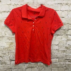 Nautica Slim Fit Red Blue Nautical Print Polo Shirt